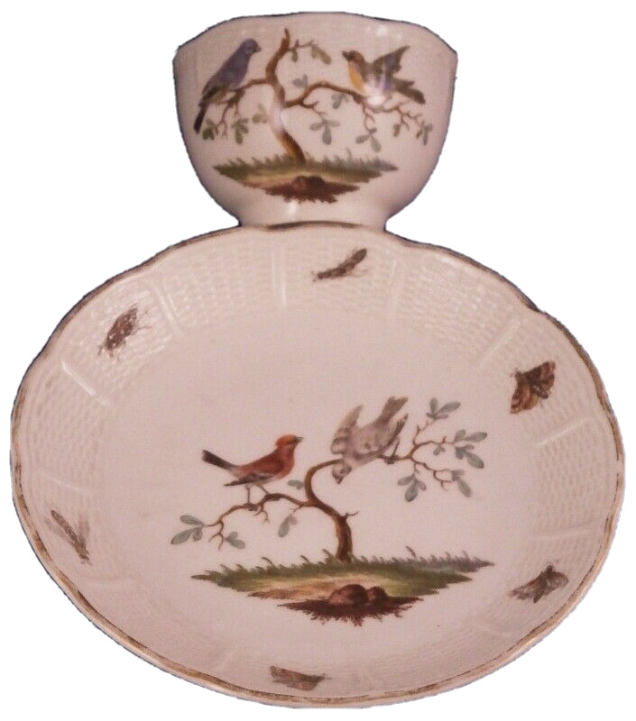 Antique 18thC Ludwigsburg Porcelain Cup & Saucer Bird Scene Scenic Porzellan #2