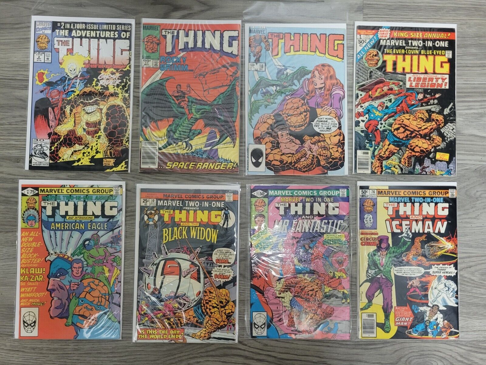 Lot of 8 Vintage Thing Comics- Marvel Two-In-One, The Thing- Bronze Age Marvel..