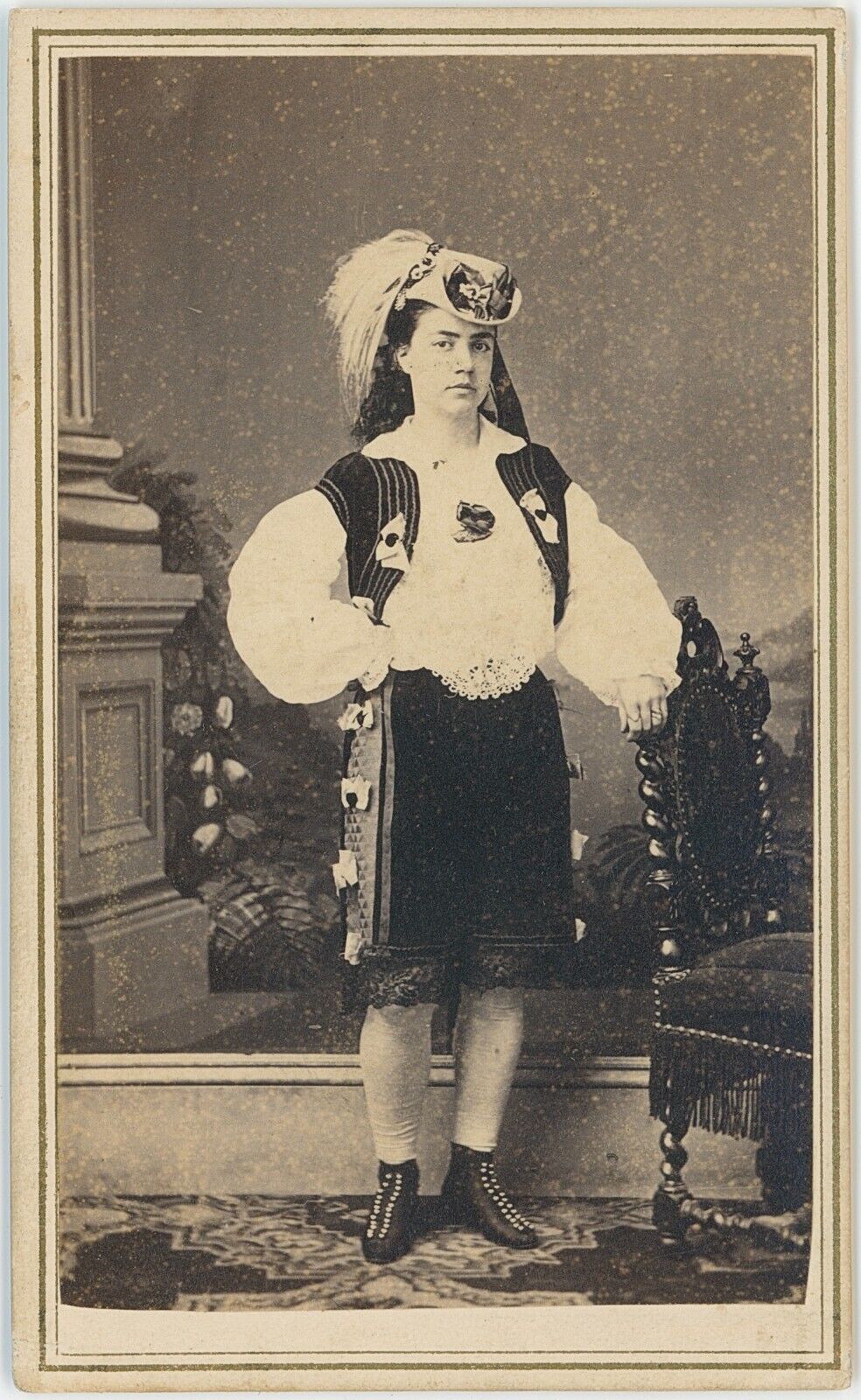 Performer Costume Hat San Francisco, California 1860s CDV Carte de Visite X671