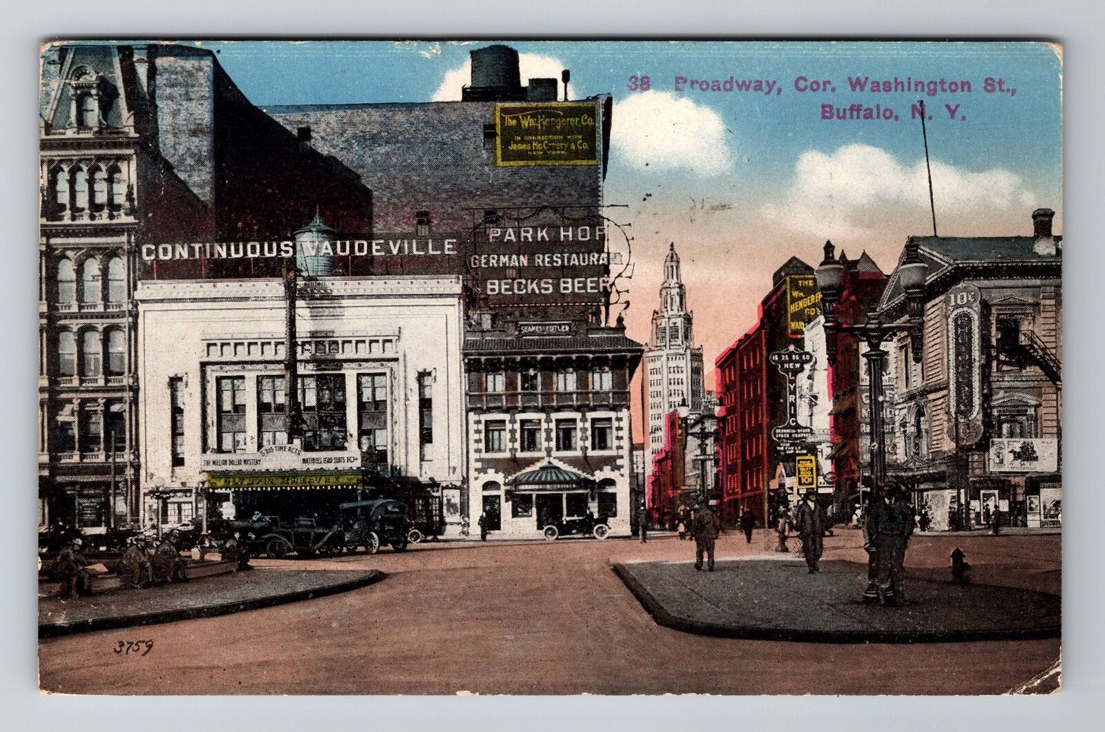 Buffalo NY-New York, Broadway Corporation, Washington, Vintage c1922 Postcard