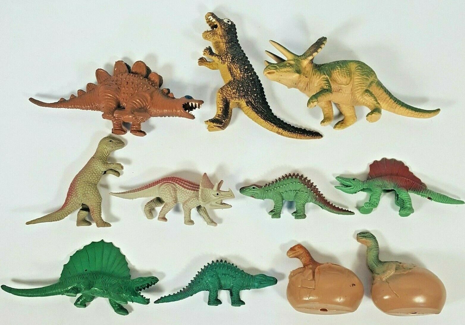 Vintage Plastic and Rubber Toy Dinosaurs Lot of 11 Assorted Prehistoric Figures