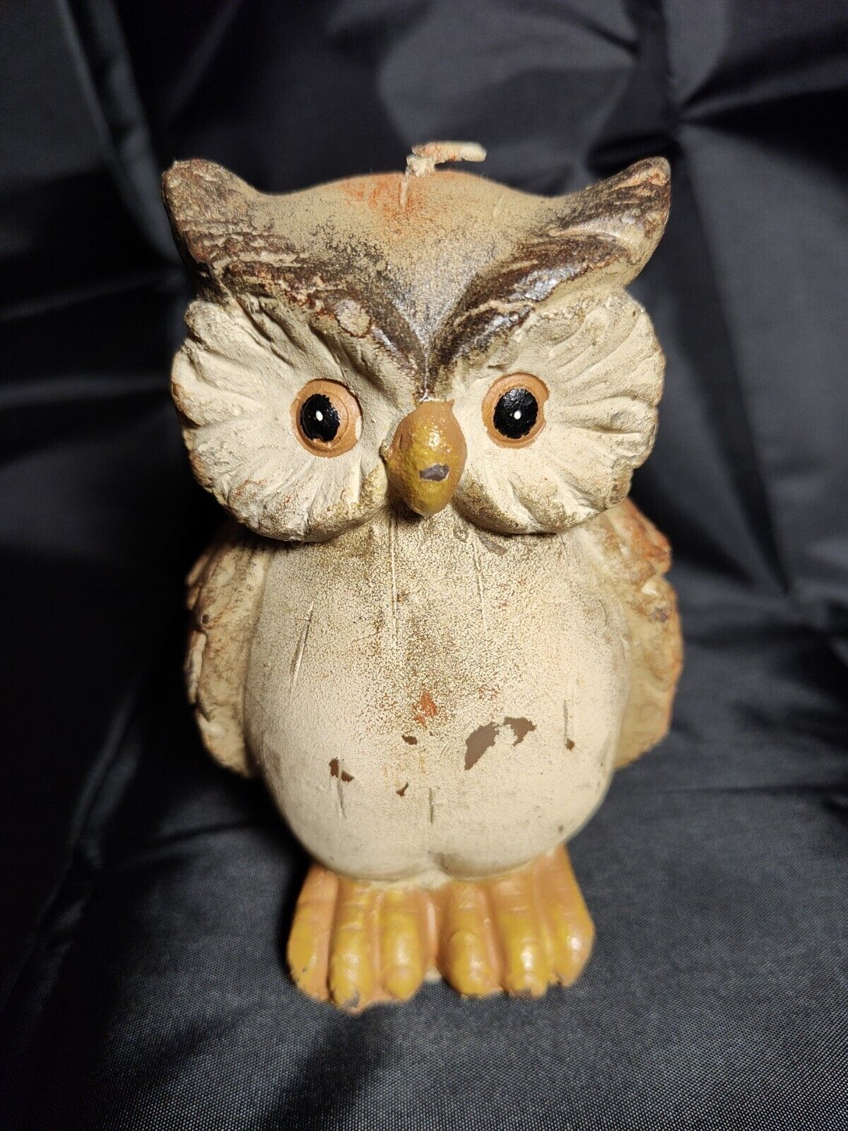 Vintage Owl Candle by Royal Hand Painted Candle Bird Kitsch Rare 13 Oz Collector