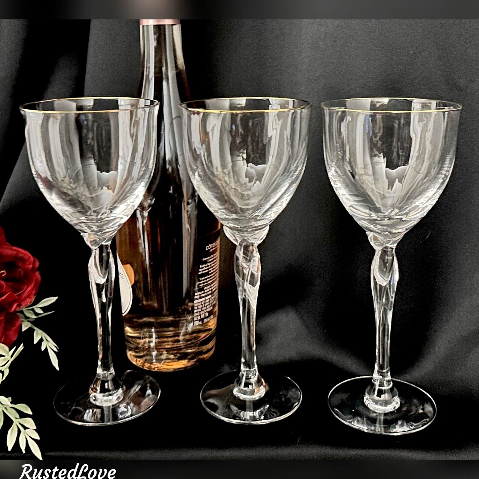 Lenox Rhythm Gold Trimmed Water Glasses Vintage Water Goblets Optic bowl - 3 *