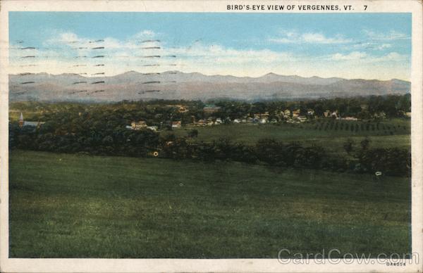 1939 Bird's Eye View of Vergennes,VT Addison County Vermont C.W. Hughes & Co.