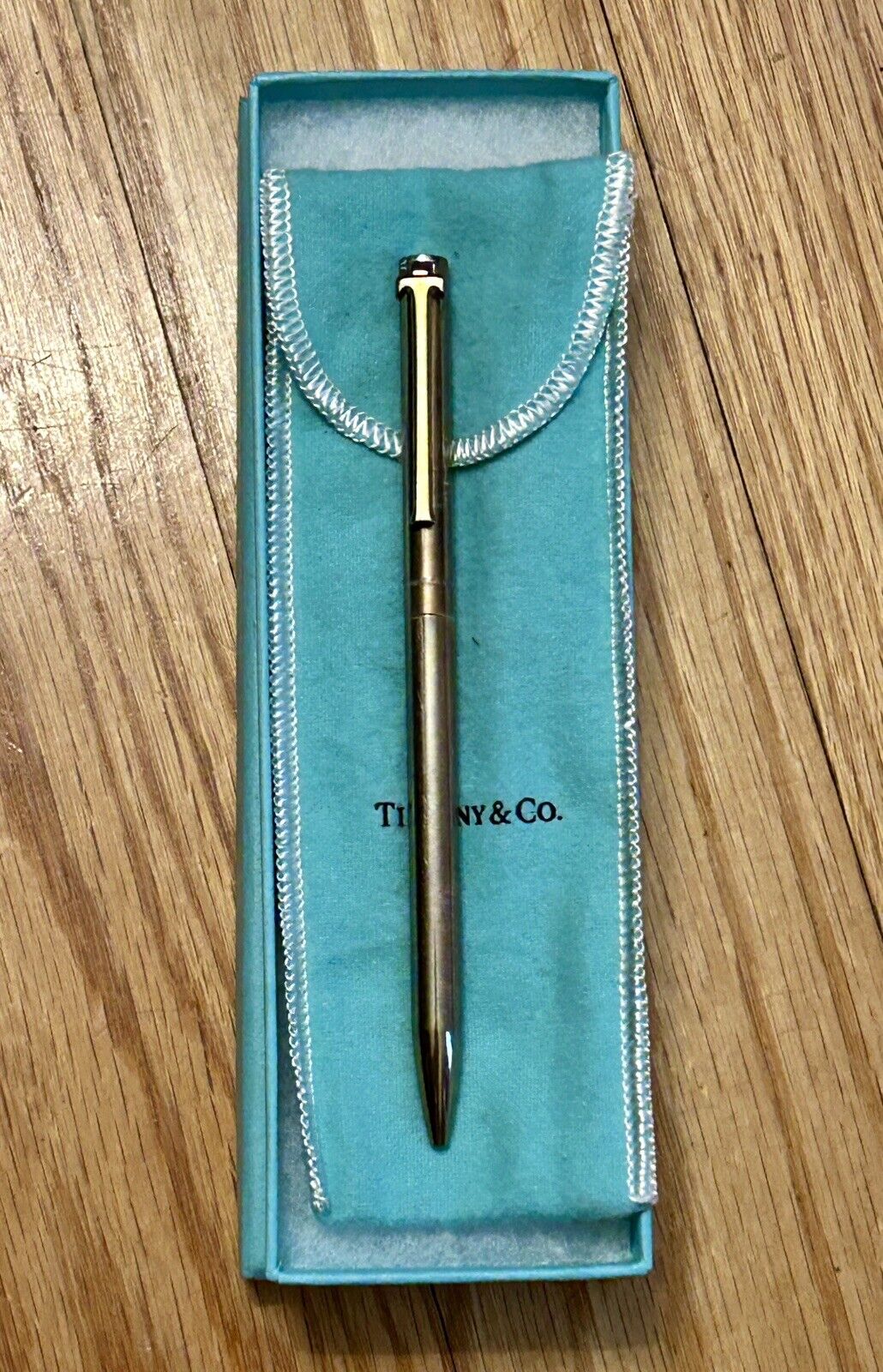 Classic Vintage Sterling Silver Tiffany New York 'T' Clip Ball Point Pen W Box