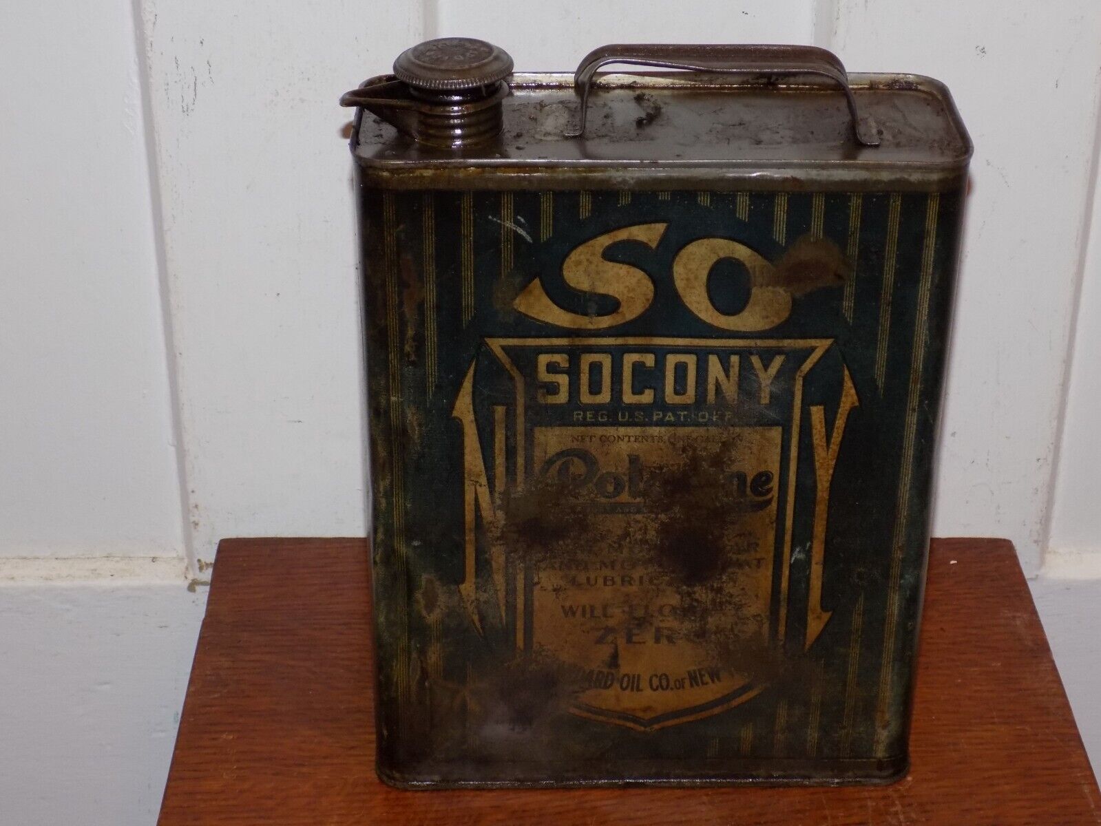 Vintage SOCONY Polarine One Gallon Empty Gear Oil Can