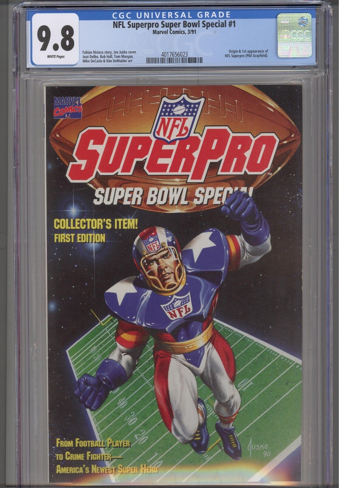 NFL Superpro Super Bowl Special #1 CGC 9.8 1991 Marvel Comics Origin & 1st App