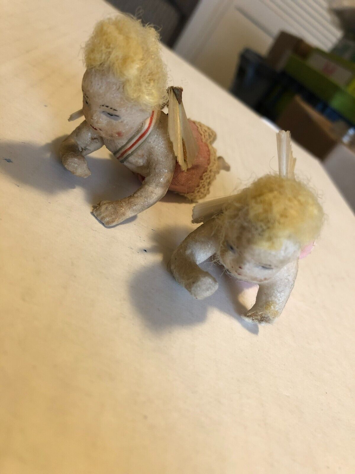 Antique pair of angel ornaments