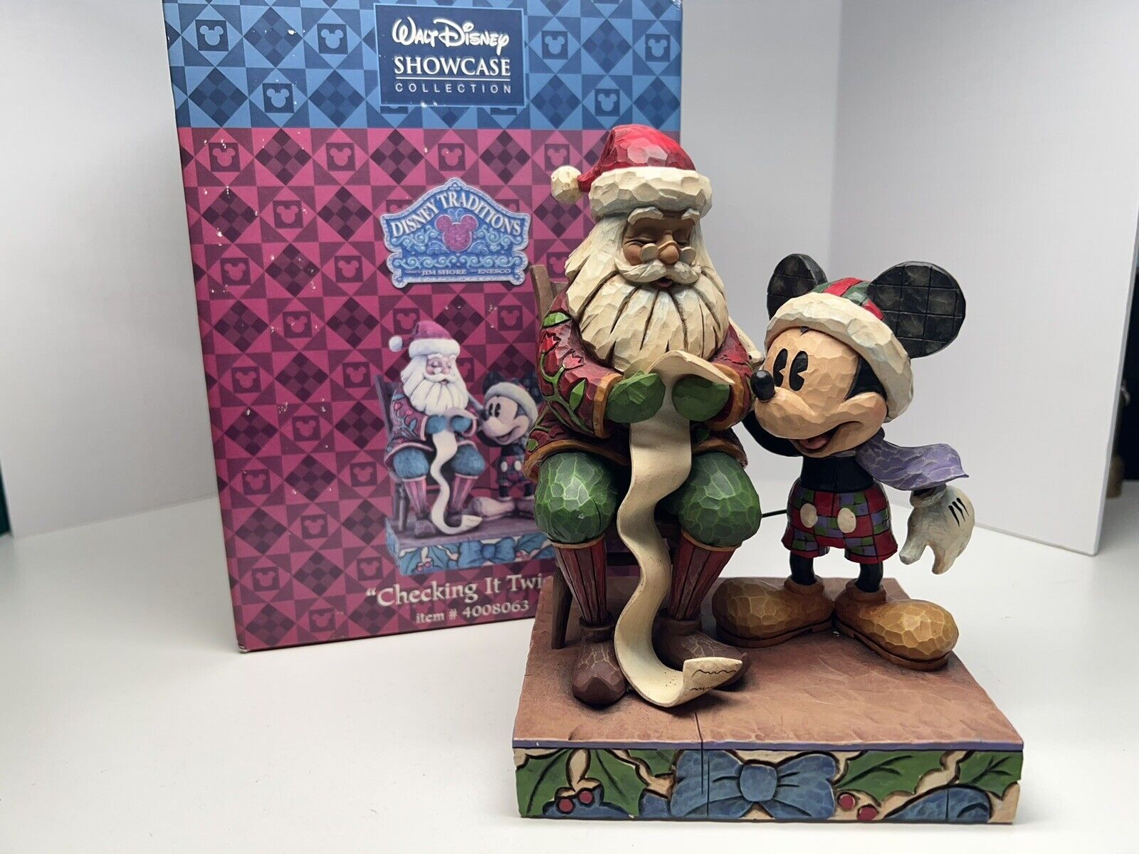 Disney Traditions Enesco Jim Shore Santa Mickey Checking It Twice 4008063 W/Box