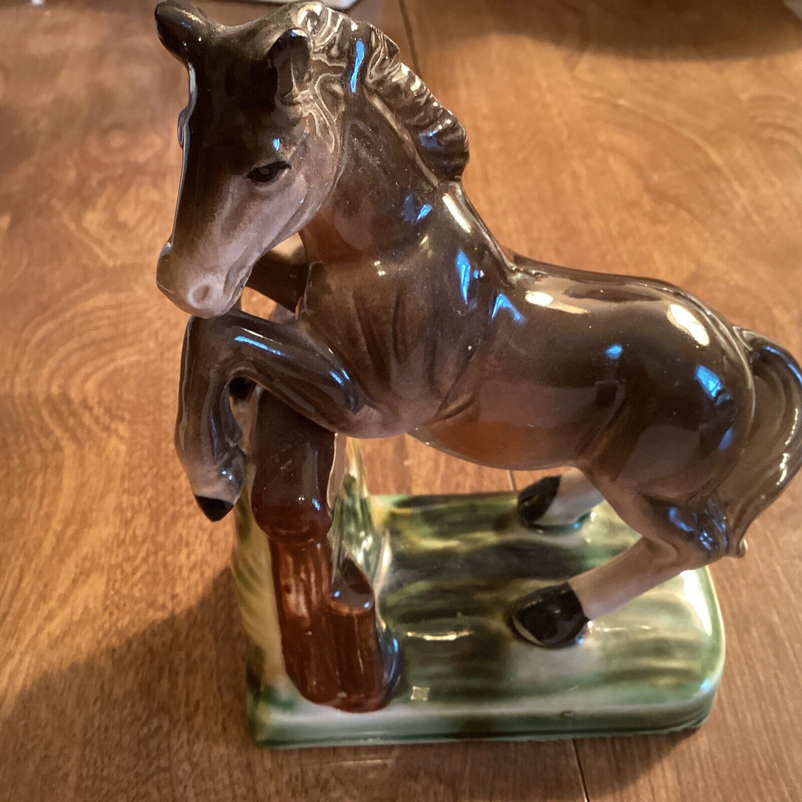 Vintage Horse Rearing Hand Painted Ceramic Figurine Japan AS IS