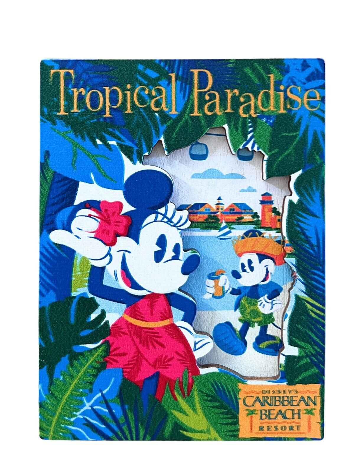 Disney World Parks Caribbean Beach Resort Mickey & Minnie Fridge Magnet - NEW