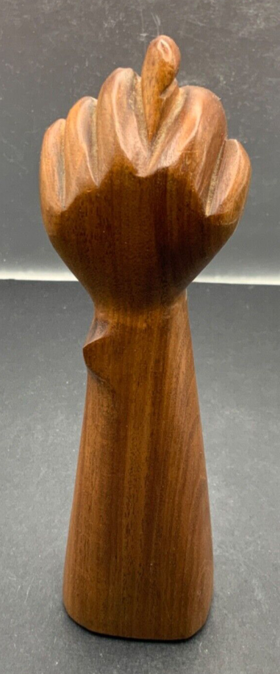 Arm Hand Carved Wood FIGA FIST Power Brown Mudra Good Luck Sculpture Vintage MCM