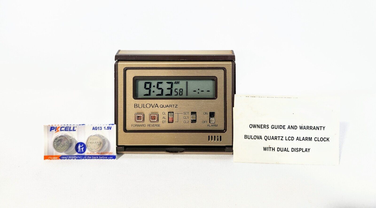 Vintage Bulova Quartz LCD Alarm Clock with Dual Display