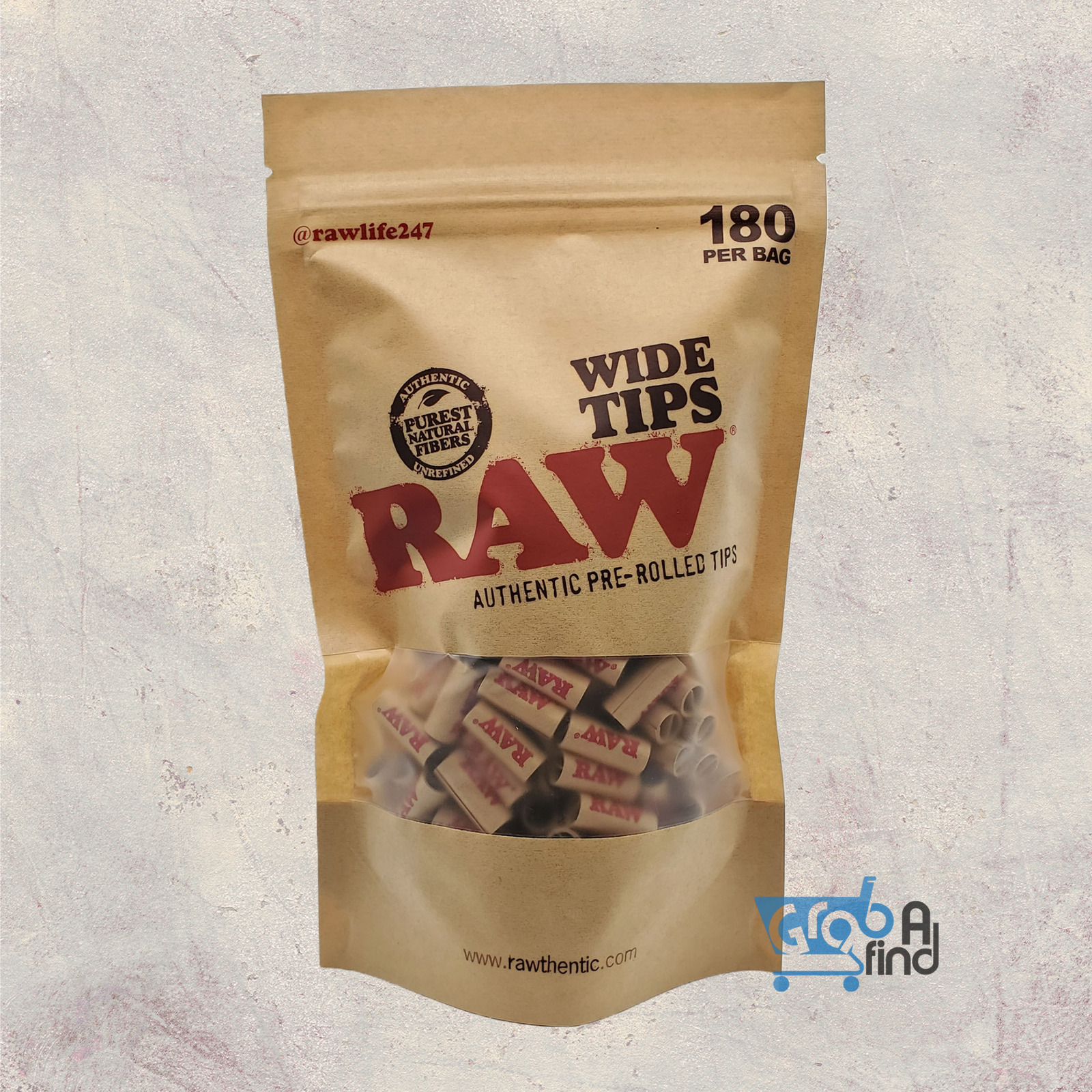 RAW Pre-Rolled Tips WIDE, 1 Bag of 180 Tips -AUTHENTIC RAW WIDE TIPS-