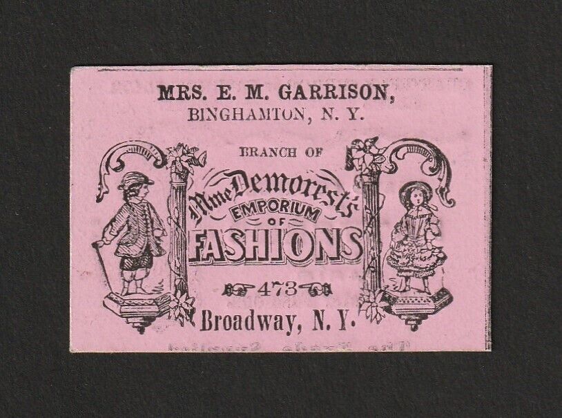 xx RARE Advertising Trade Card - Demorest Emporium of Fashion 1860 Binghamton NY