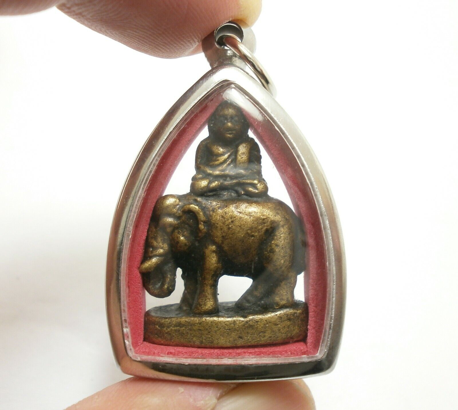 LP NGERN ON ELEPHANT PENDANT THAI BUDDHA AMULET REAL BLESS LUCKY MONEY RICH GIFT