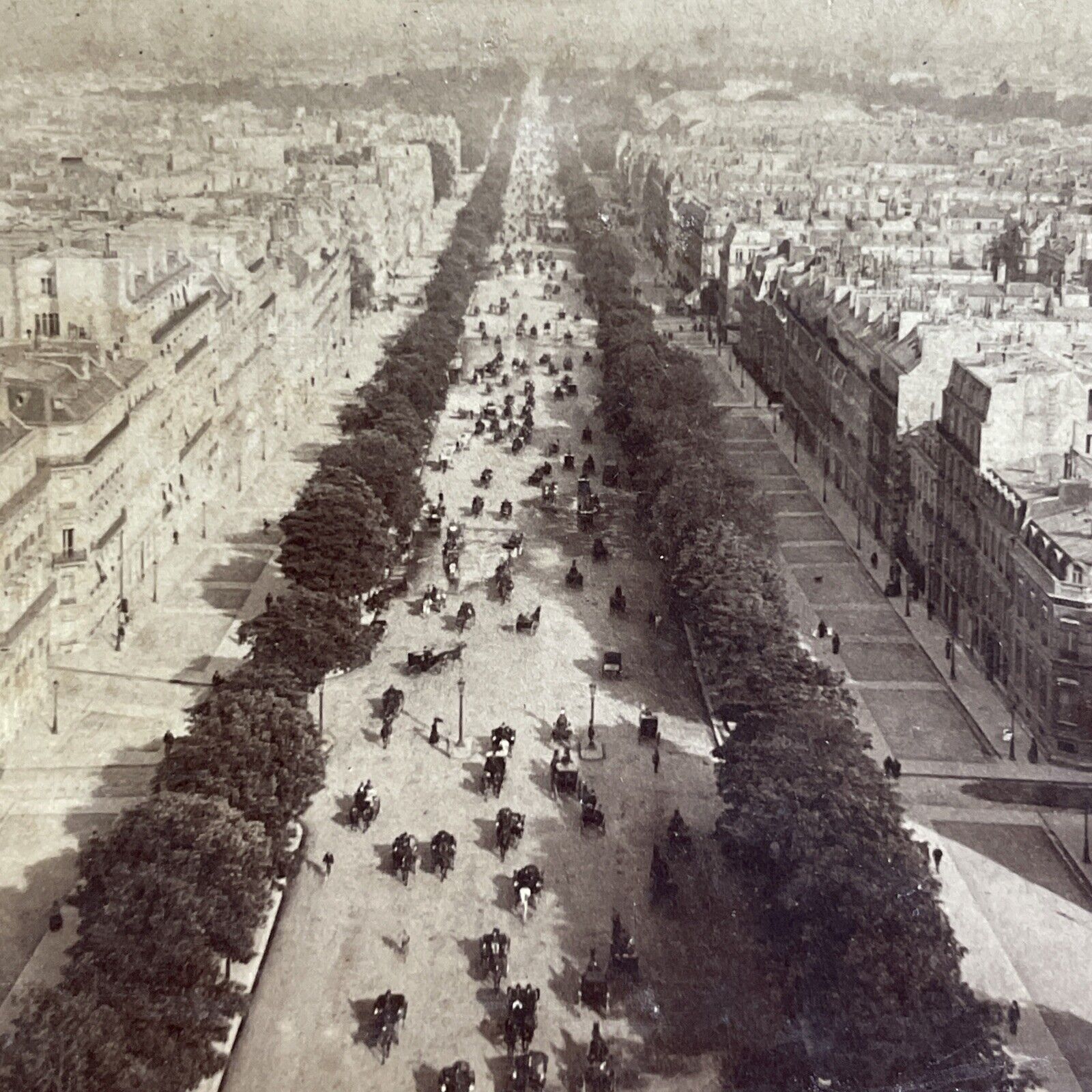 Antique 1894 The Main Street In Paris France Stereoview Photo Card P4958