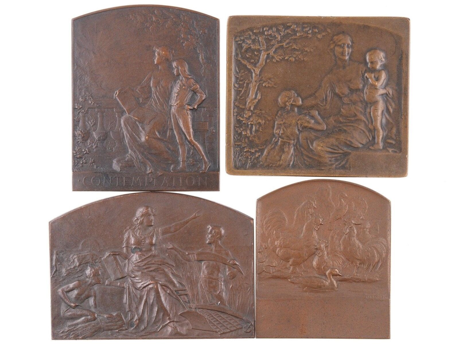 4 Antique French/German Bronze medallions
