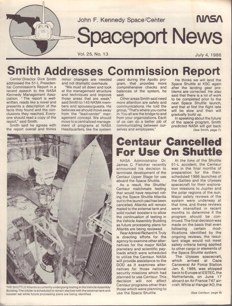 RARE JULY 4,1989 NASA SPACEPORT NEWS OFFICIAL PUBLICATION VOL 25, NO.13 VG COND