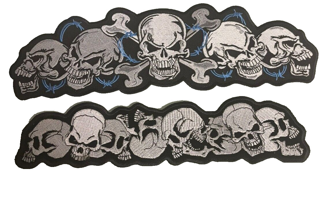 2 Piece Line of Skull Long Patch Iron on Large Patch 11 inch Small Patch 10 inch