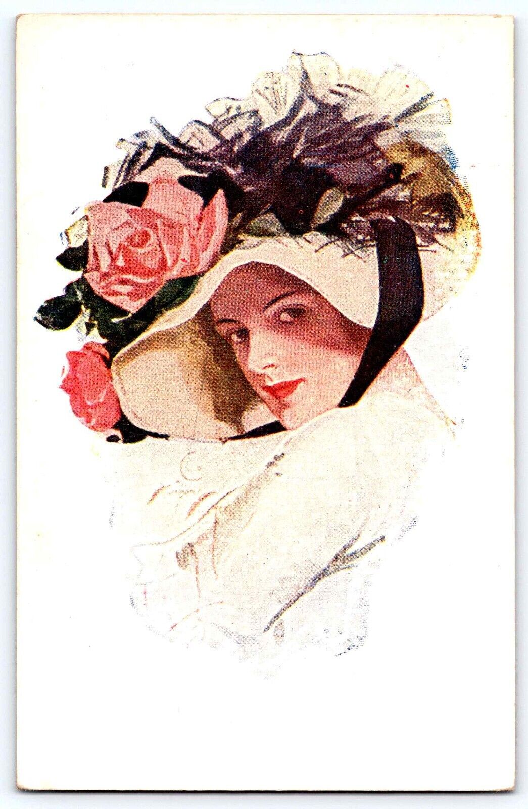 Harrison Fisher Artist-Signed Rare Russian Postcard Glamour June c1910