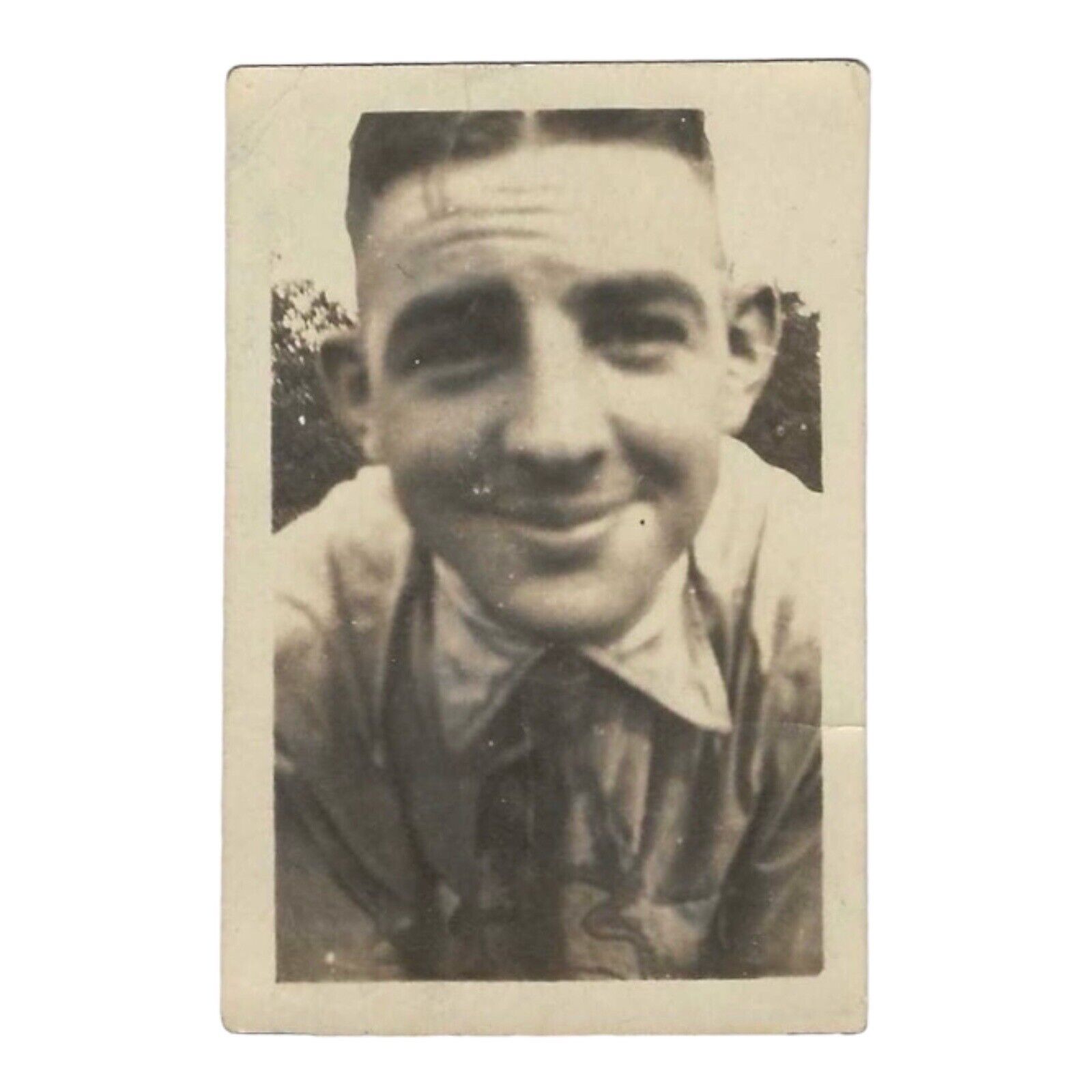 Small Vintage Snapshot Photo Closeup Shot Of Handsome Young Man 1910s