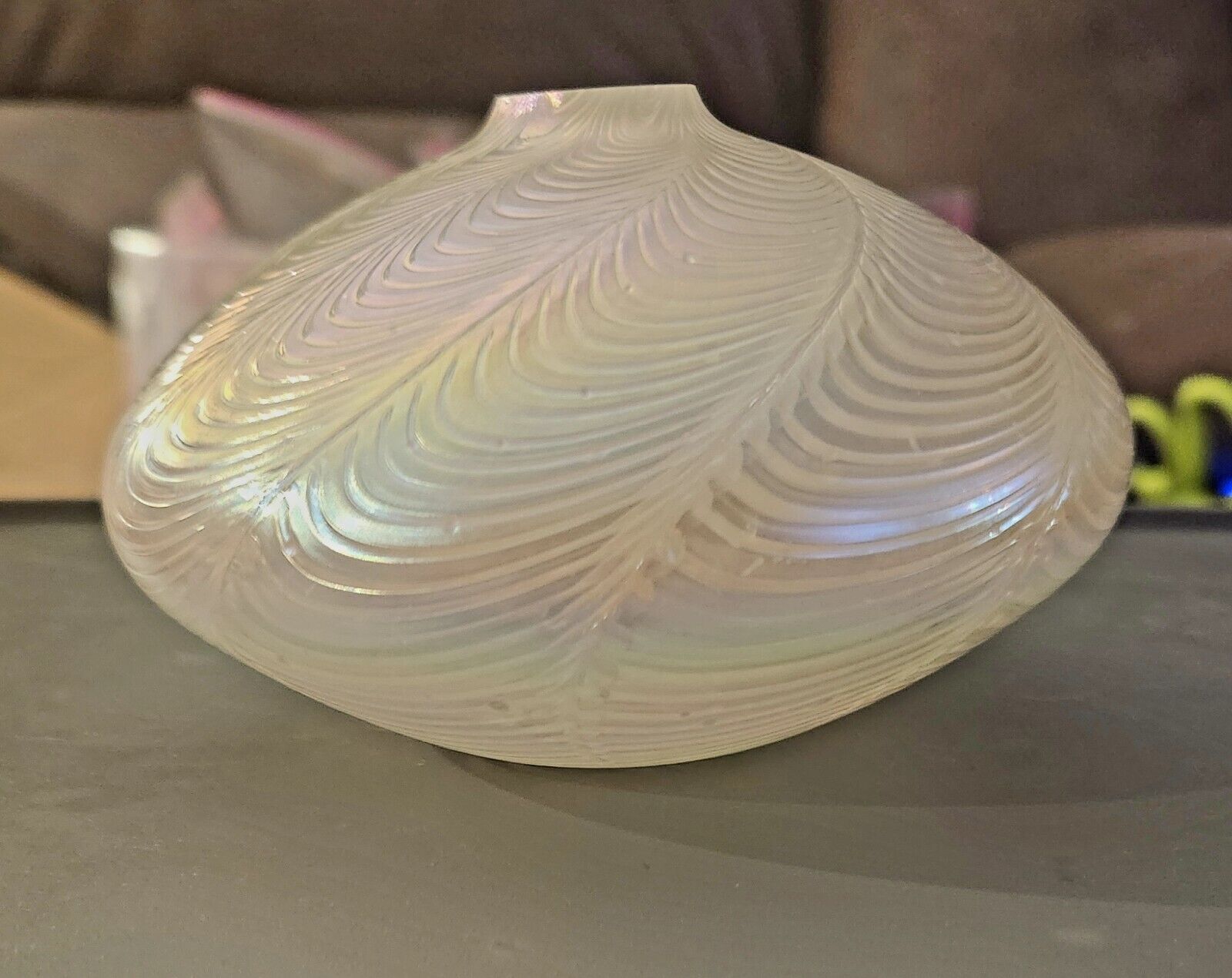 Vintage Studio Art Glass Iridescent Oil Lamp