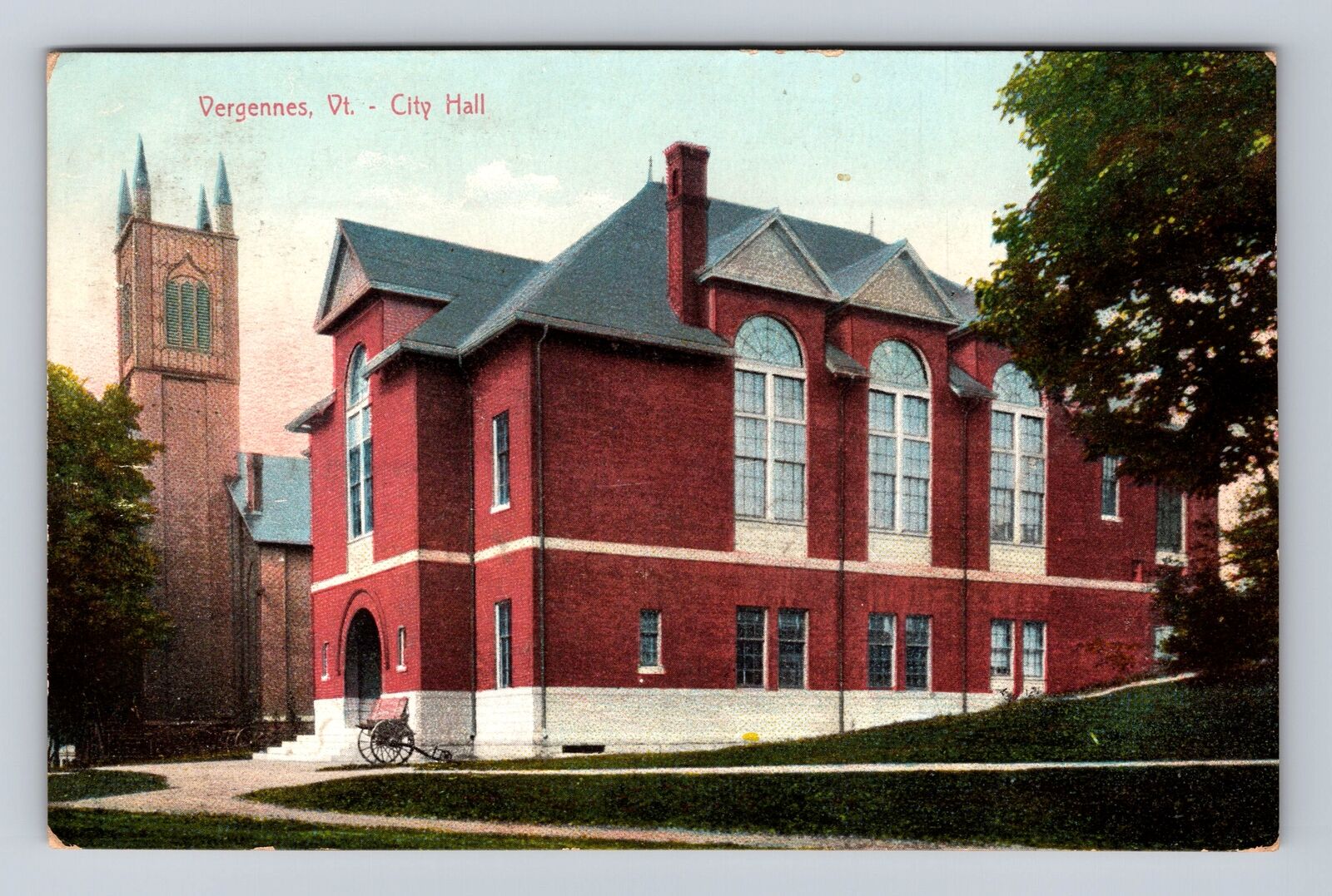 Vergennes VT-Vermont, City Hall, Antique, Vintage c1907 Souvenir Postcard