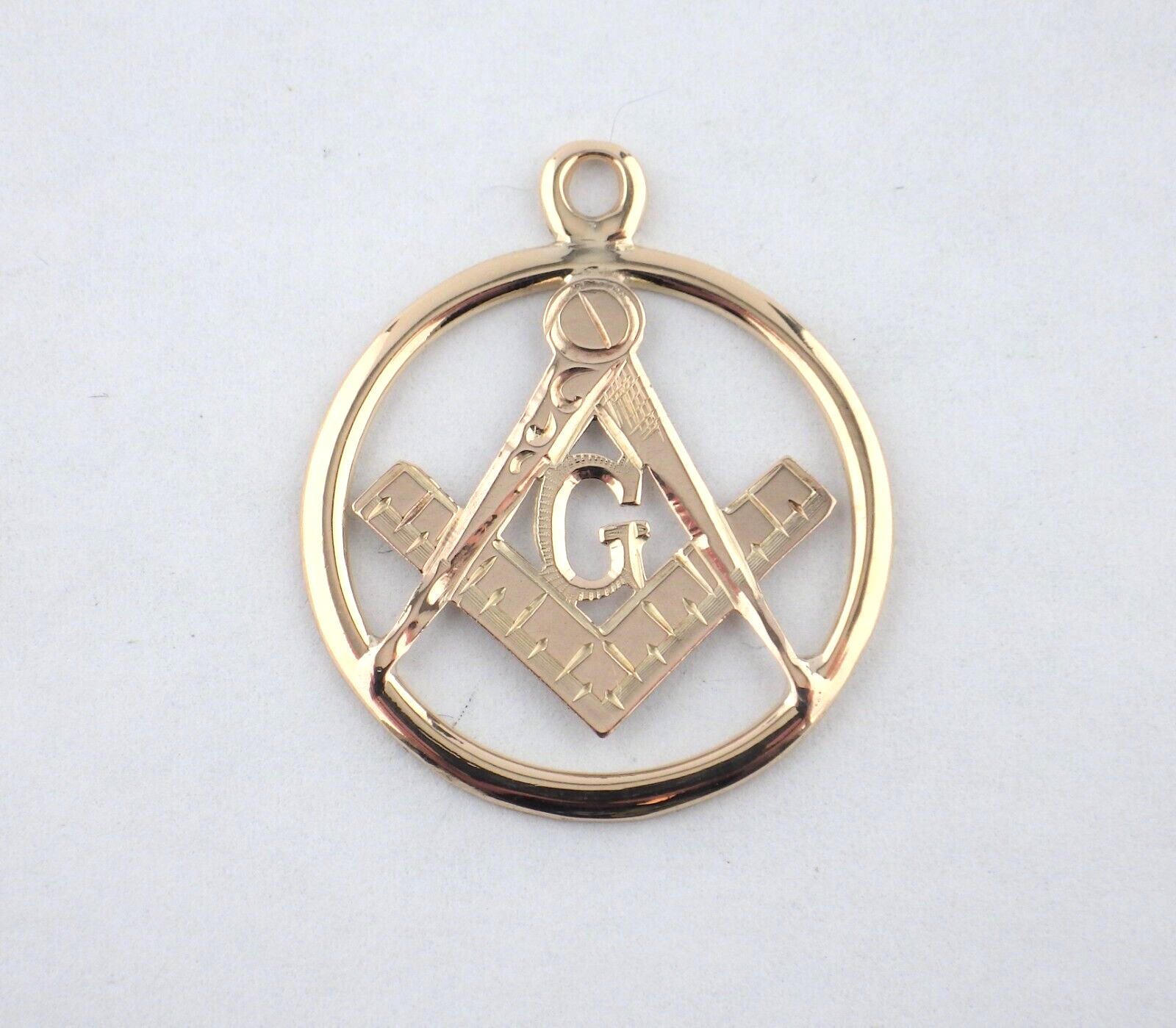 14K Yellow Gold Freemason Pendant, 22 mm. Diameter *