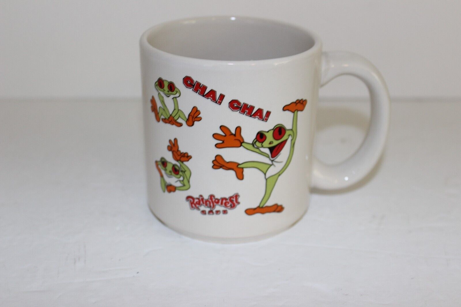 Vintage Rainforest Cafe Coffee Tea Mug Cup Green Tree Frog Cha Cha 1998