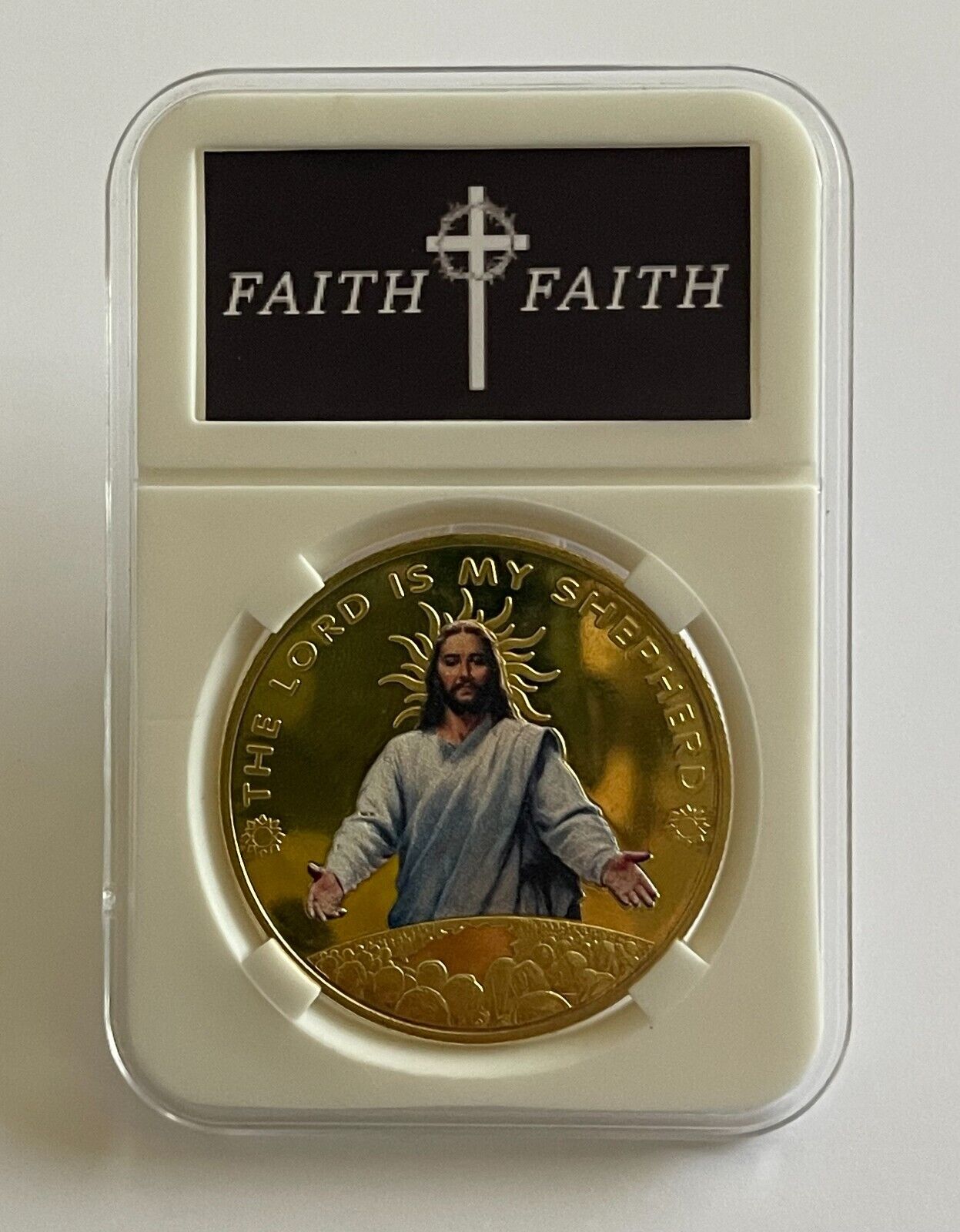 Religious Gifts Faith Coin Jesus Christ Coin with Slab Case Souvenir Gift