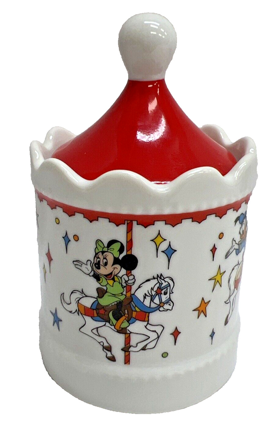 Vintage Disney Mickey Minnie Goofy Donald Trinket Carousel Box