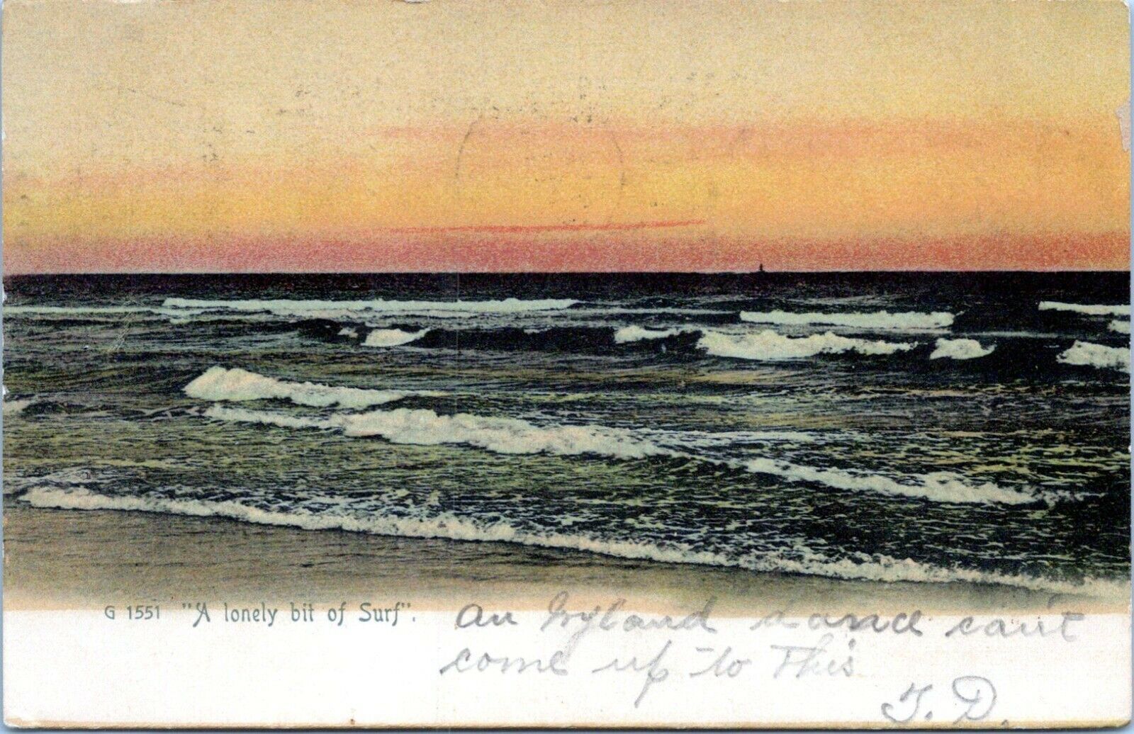 Rotogarph Postcard G 1551 Seascape A Lonely Bit of Surf Beach Scene 1906 HP