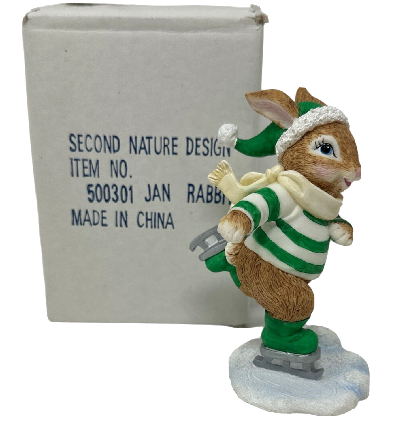 Vtg Bunny Tales Wintertime Fun Rabbit Figurine JANUARY Second Nature Easter