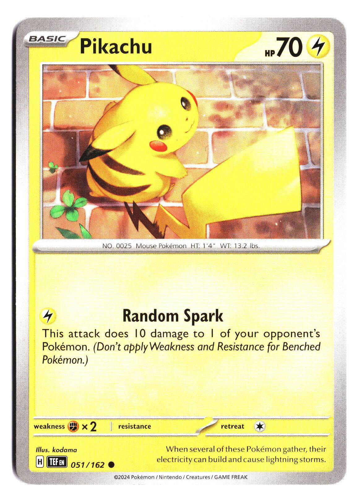 Pokemon TCG SV05 Temporal Forces Pikachu Common #051/162