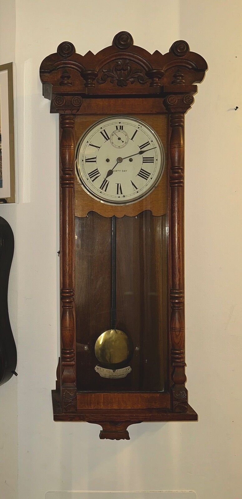 Very Large New Haven Antique 30 Day Regulator Wall Clock- “Elfrida” Model