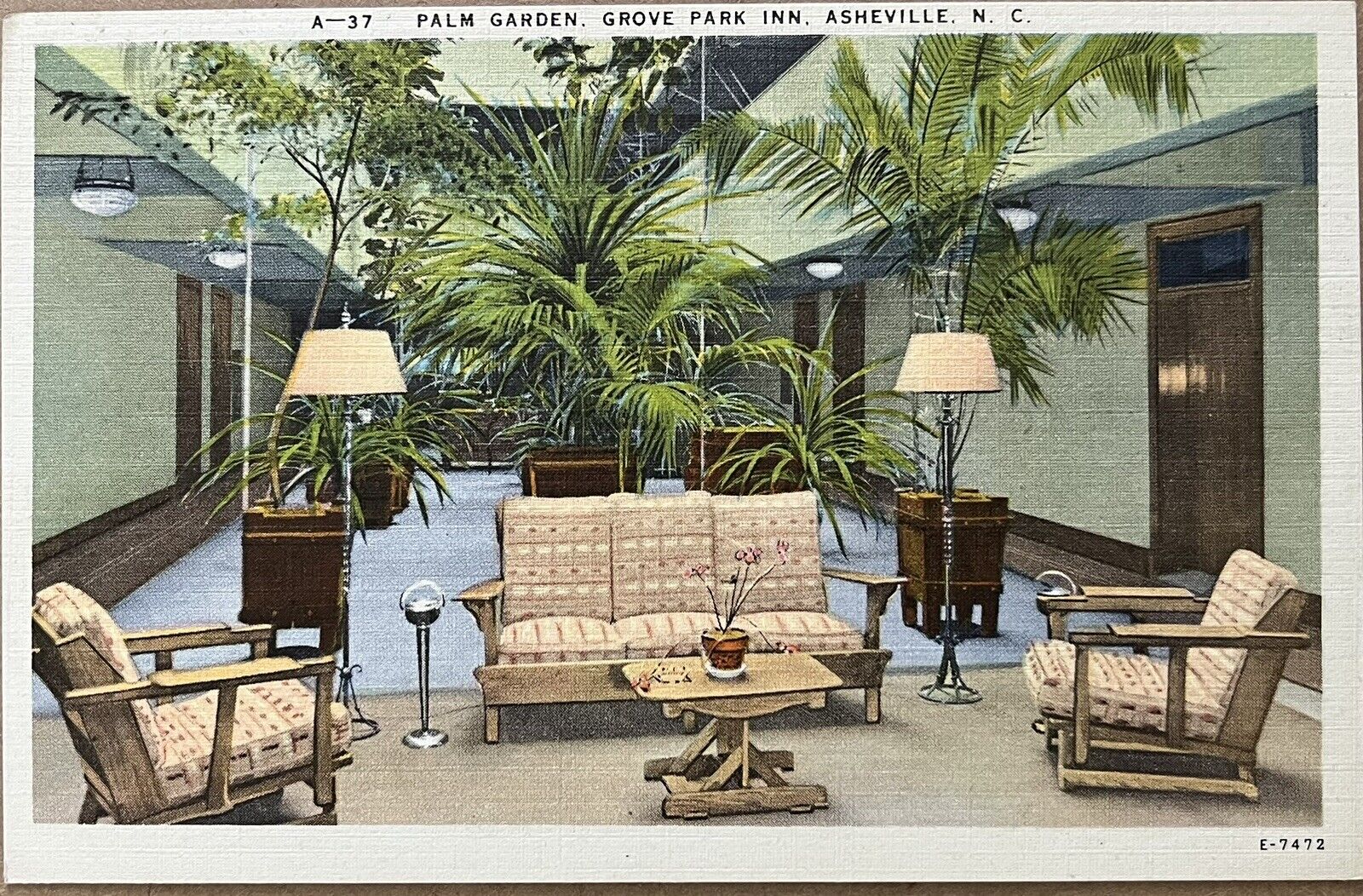Asheville NC Grove Park Inn Resort Interior North Carolina Vintage Postcard