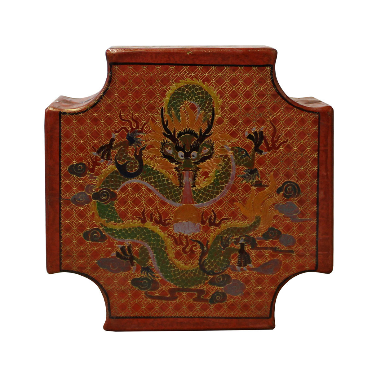 Chinese Orange Red Dragons Graphic Box cs2967