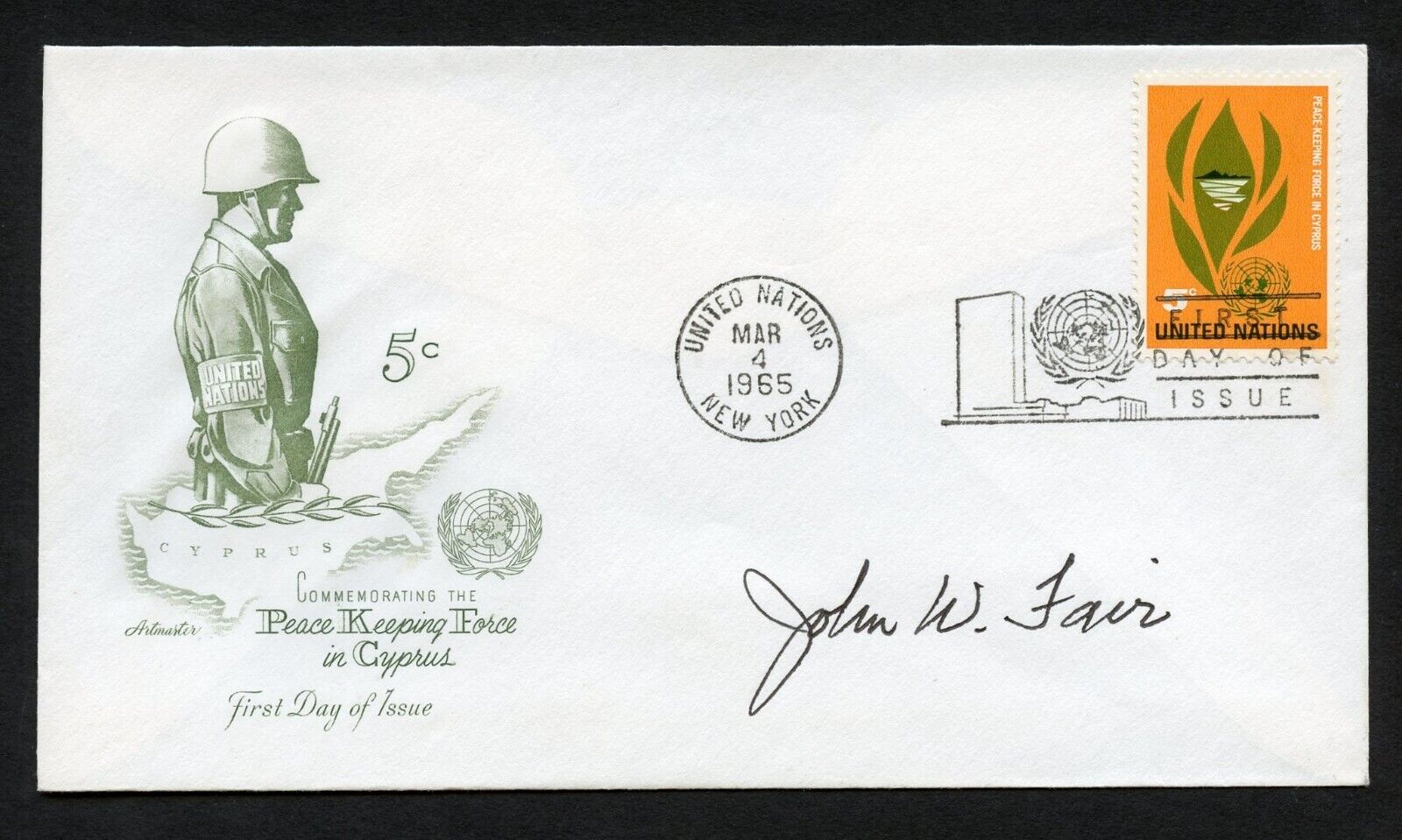 John W. Fair d1992 signed autograph auto First Day Cover WWII ACE USN
