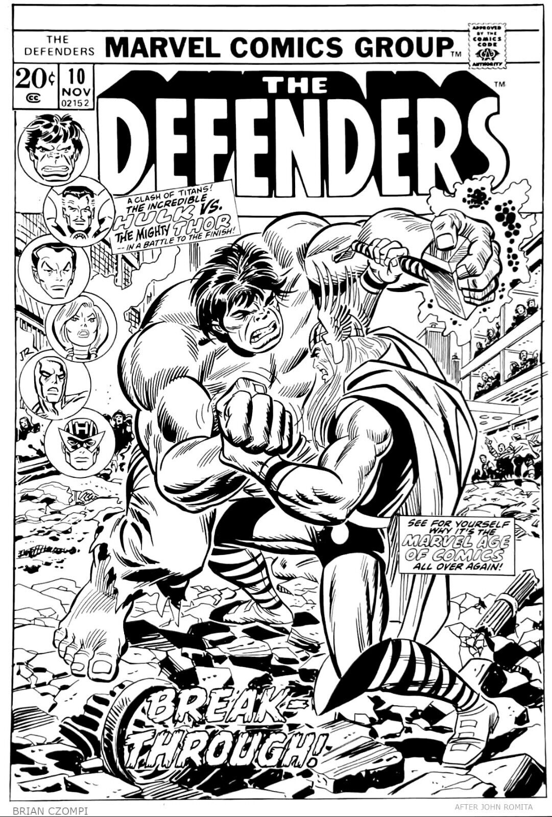 The Defenders #10 John Romita Cover Re-creation