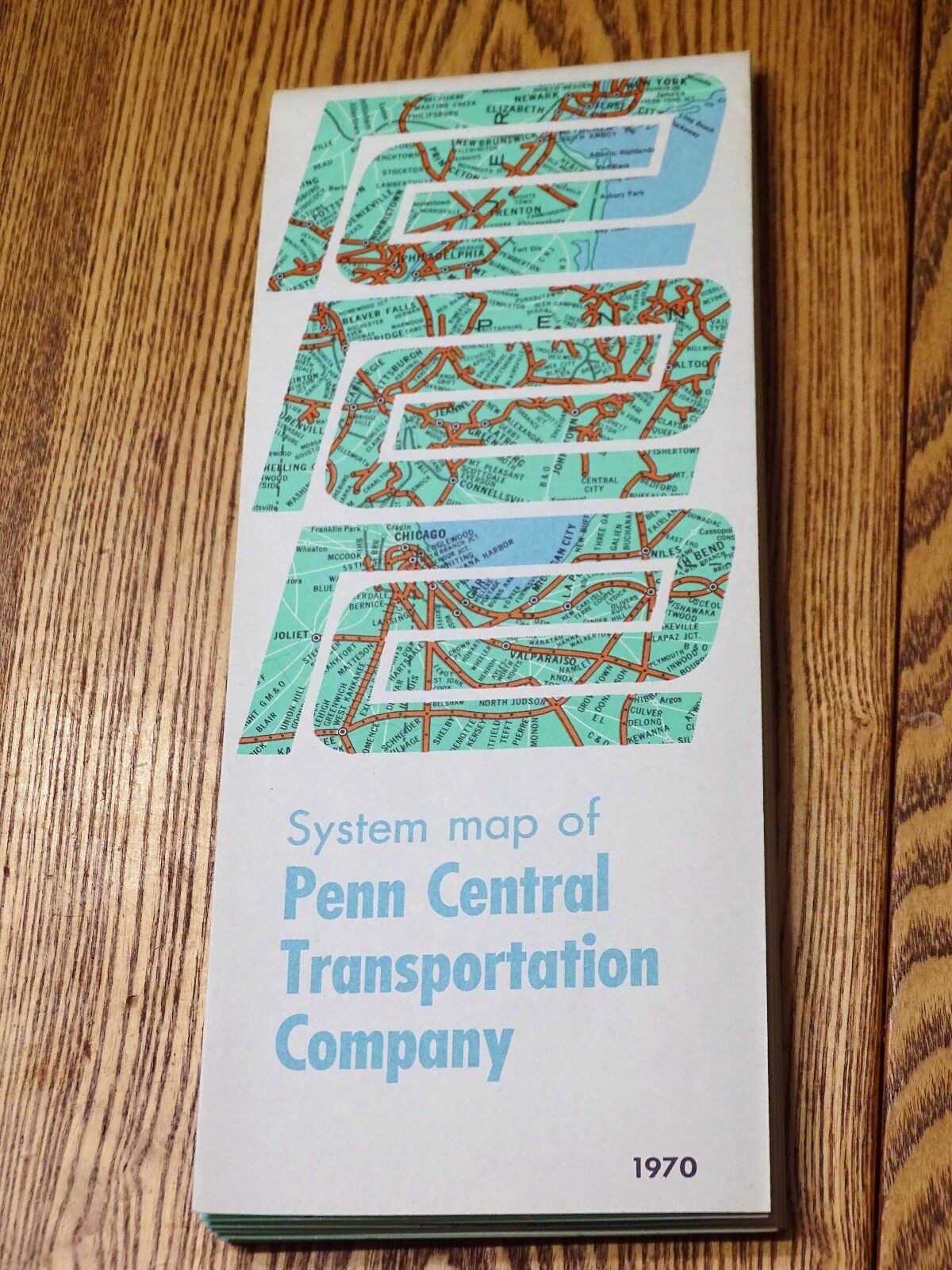 1970 Railroad System Map of Penn Central Transportation Company NOS