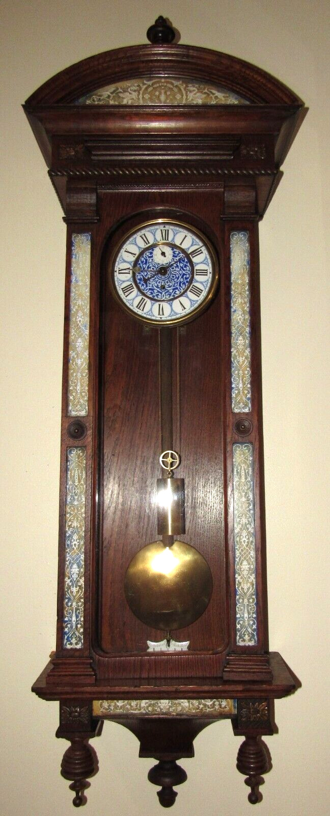 Antique Austrian One Weight Vienna Wall Clock 8-Day Timepiece (2)