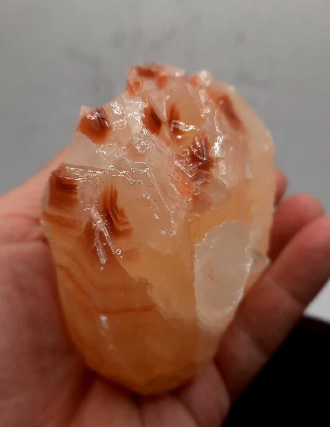 Yellow Calcite Large Palm Size 1 pound 2.8 ounces 3 3/4 inches long Mexico