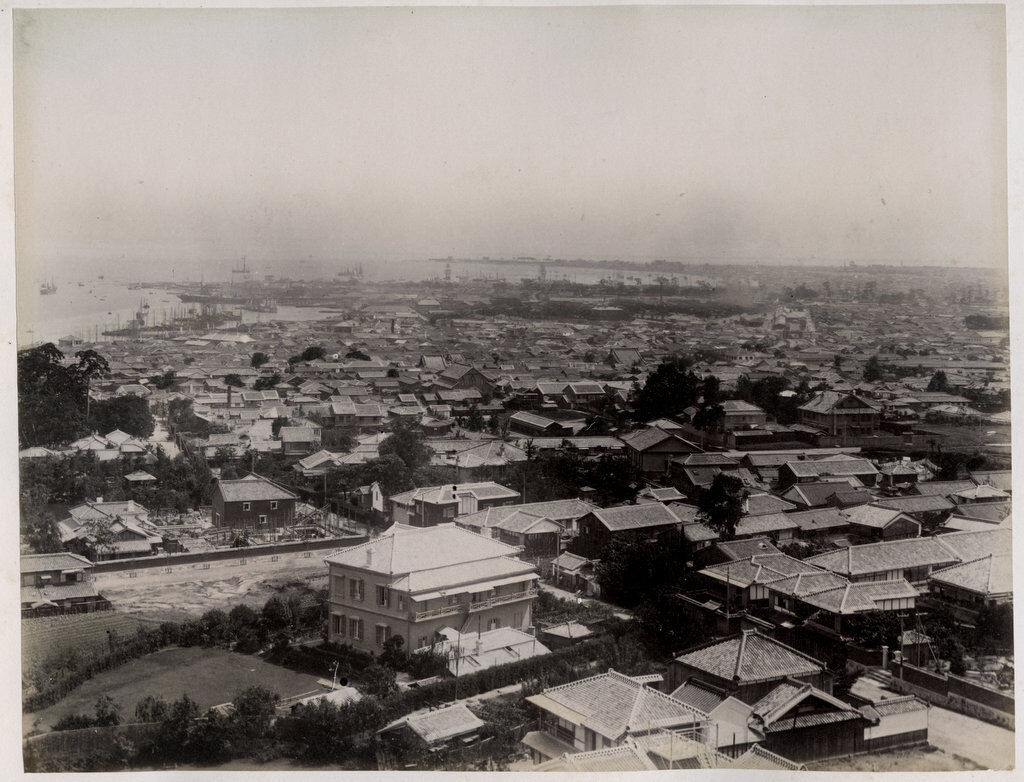 c.1880\'s PHOTO JAPAN - PANORAMIC VIEW OF KOBE SHIPS IN THE DISTANCE