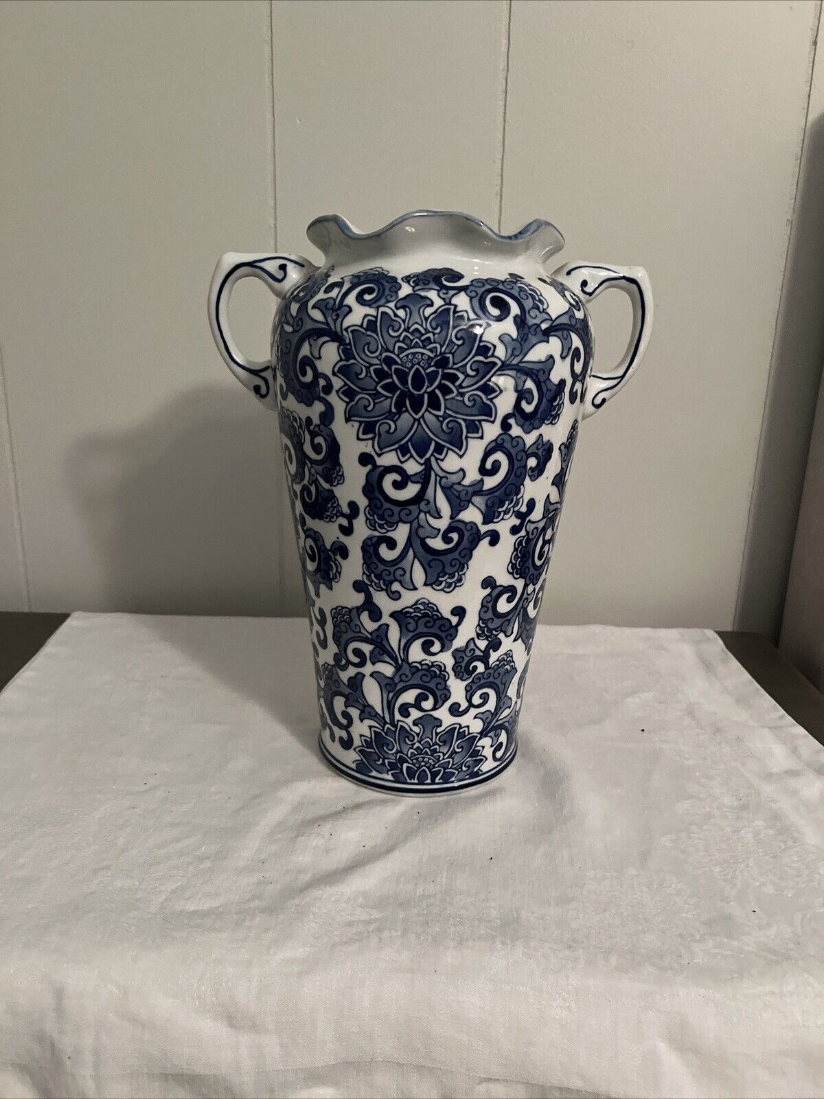 Gorgeous Blue Willow Vase 12” Tall