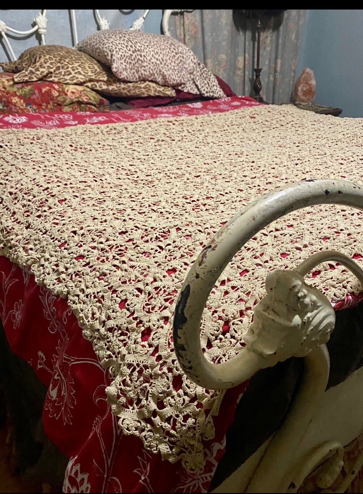 Vintage Boho/ Gypsy Stevie Nicks Style Crocheted Bed Coverlet