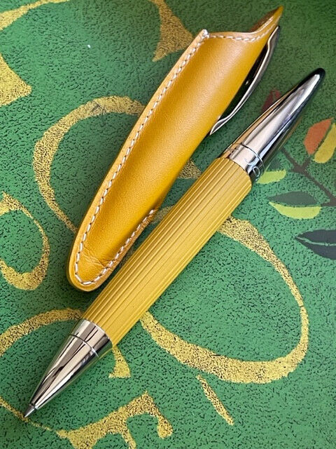 Jorg Hysek Yellow Rollerball/Ballpoint Pen with Leather Case