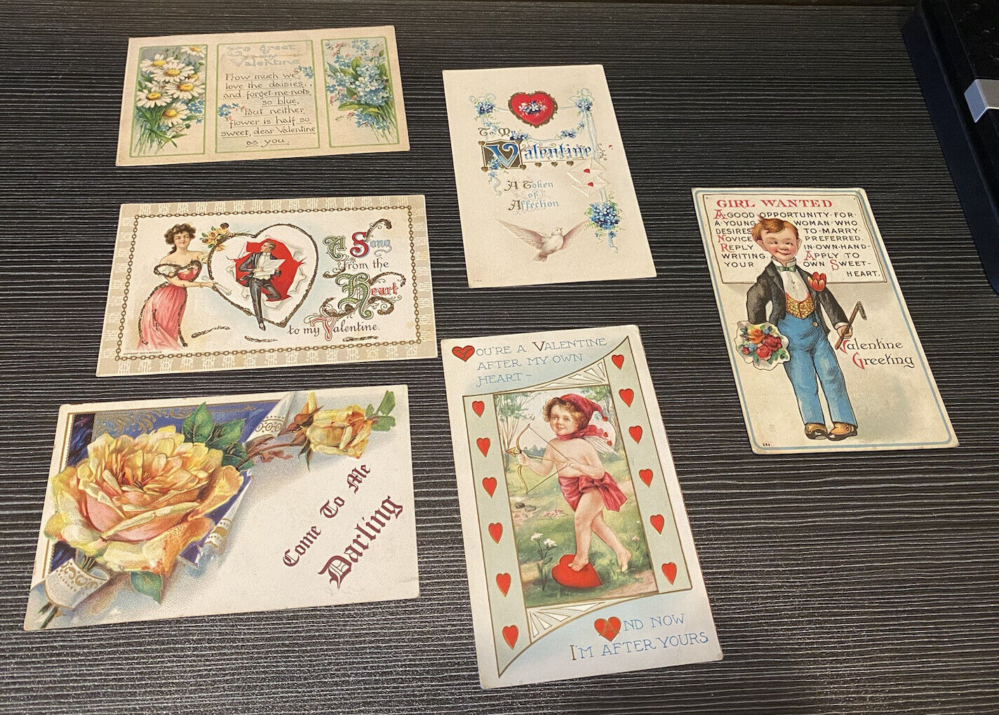 Lot of 6 Victorian Early 1900- Valentine Cards, Calling Cards, Antique Postcards