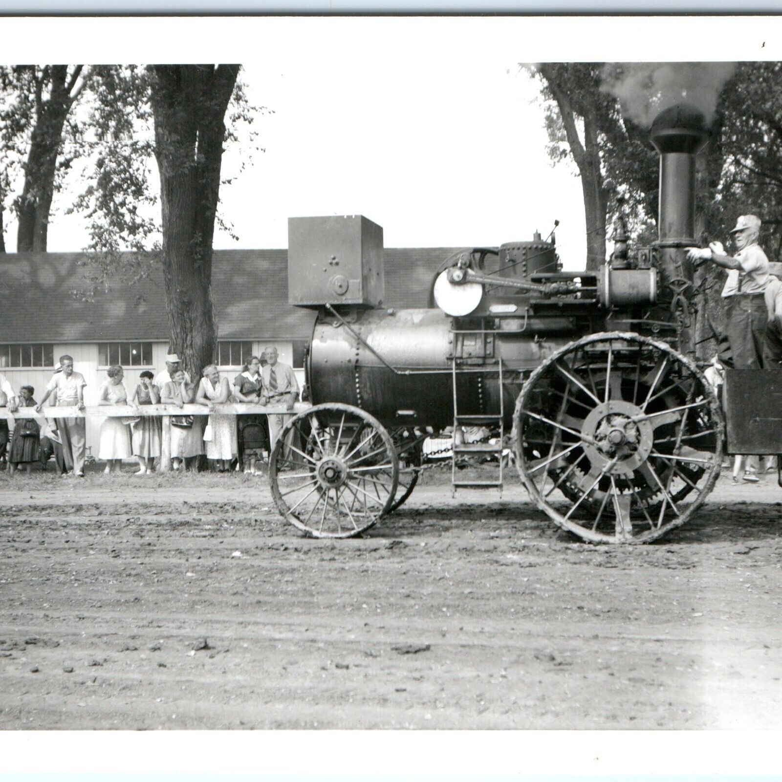 c1950s Mt Pleasant IA RPPC Steam Tractor Show Midwest Old Settlers Thresher A167