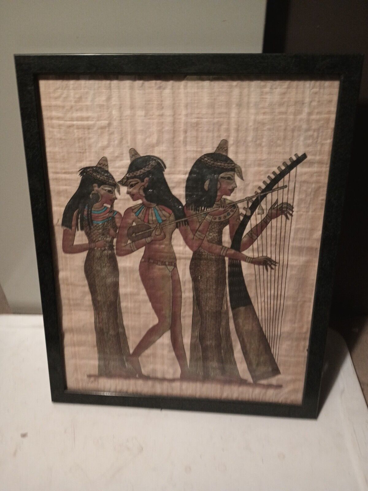 Authentic Hand Painted Ancient Egyptian Papyrus,Replica From Temple walls Signed